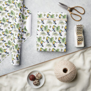 Toucan Exotische Monstera Aquarel Illustratie Cadeaupapier