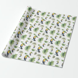 Toucan Exotische Monstera Waterverf Illustratie Cadeaupapier