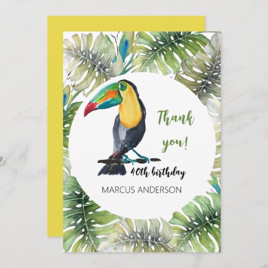 Toucan Exotische Waterverf Illustratie Bedankkaart (Voorkant / Achterkant)