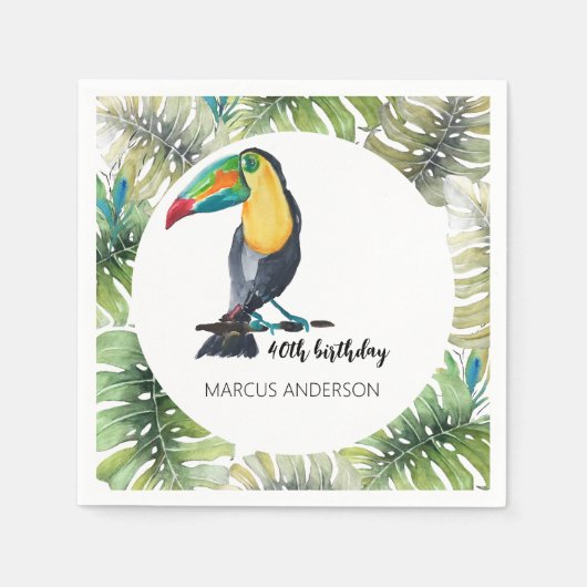 Toucan Exotische Waterverf Illustratie Servet (Voorkant)