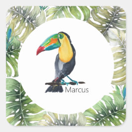Toucan Exotische Waterverf Illustratie Vierkante Sticker