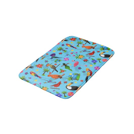 Toucan Flamingo and Arara Seamless Birds Pattern Badmat (Gekanteld)