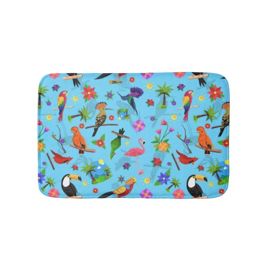Toucan Flamingo and Arara Seamless Birds Pattern Badmat (Voorkant)