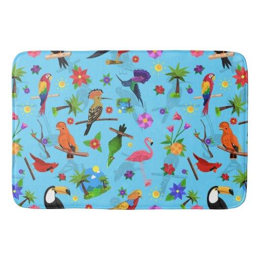 Toucan Flamingo and Arara Seamless Birds Pattern Badmat (Voorkant)