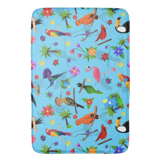 Toucan Flamingo and Arara Seamless Birds Pattern Badmat (Voorkant Verticaal)