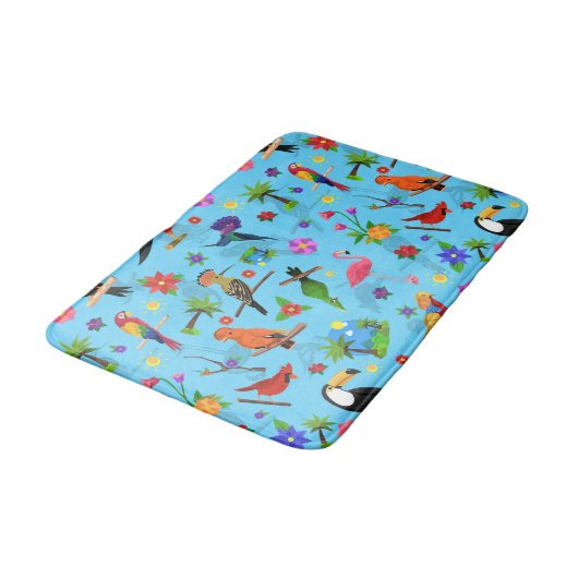 Toucan Flamingo and Arara Seamless Birds Pattern Badmat (Gekanteld)