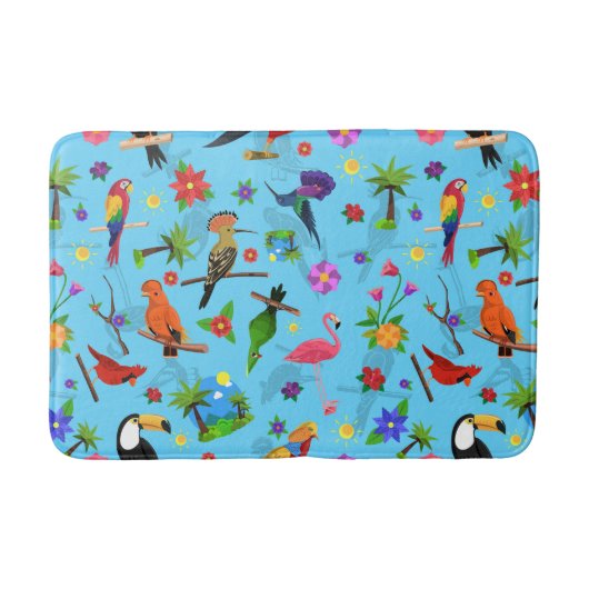Toucan Flamingo and Arara Seamless Birds Pattern Badmat (Voorkant)