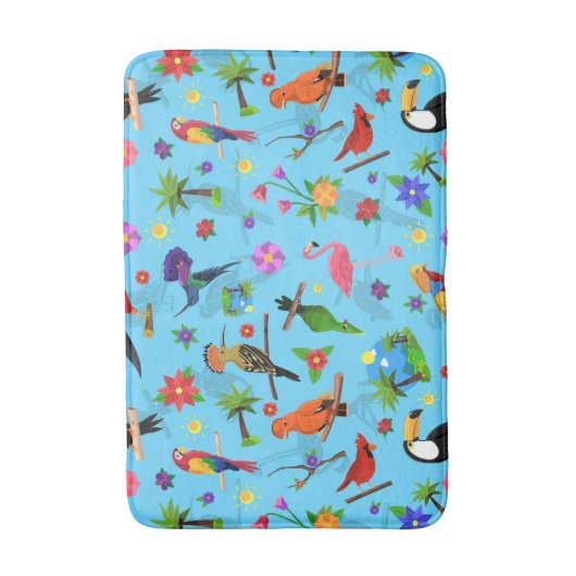 Toucan Flamingo and Arara Seamless Birds Pattern Badmat (Voorkant Verticaal)