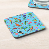 Toucan Flamingo and Arara Seamless Birds Pattern Bier Onderzetter (Linkerzijde)