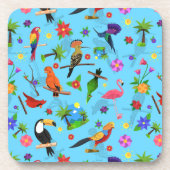 Toucan Flamingo and Arara Seamless Birds Pattern Bier Onderzetter (Voorkant)