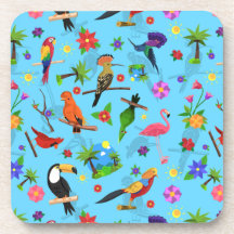 Toucan Flamingo and Arara Seamless Birds Pattern