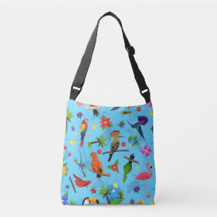 Toucan Flamingo and Arara Seamless Birds Pattern Crossbody Tas