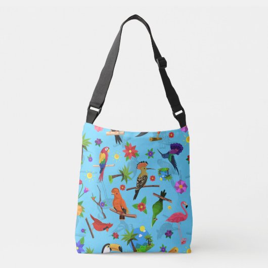 Toucan Flamingo and Arara Seamless Birds Pattern Crossbody Tas (Voorkant)