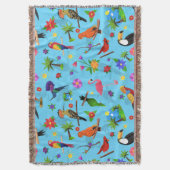 Toucan Flamingo and Arara Seamless Birds Pattern Deken (Voorkant Verticaal)