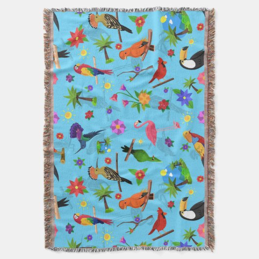 Toucan Flamingo and Arara Seamless Birds Pattern Deken (Voorkant Verticaal)