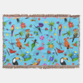 Toucan Flamingo and Arara Seamless Birds Pattern Deken (Voorkant)