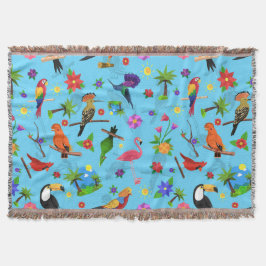 Toucan Flamingo and Arara Seamless Birds Pattern Deken