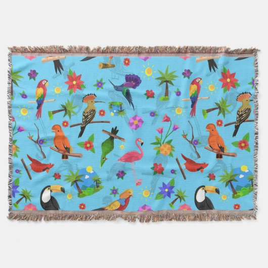 Toucan Flamingo and Arara Seamless Birds Pattern Deken (Voorkant)