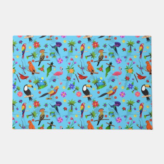 Toucan Flamingo and Arara Seamless Birds Pattern Deurmat (Voorkant)
