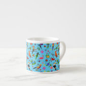 Toucan Flamingo and Arara Seamless Birds Pattern Espresso Kop (Voorkant rechts)