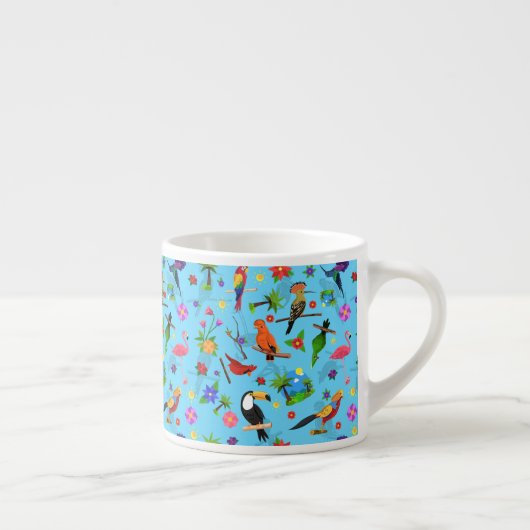 Toucan Flamingo and Arara Seamless Birds Pattern Espresso Kop (Rechts)