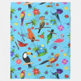 Toucan Flamingo and Arara Seamless Birds Pattern Fleece Deken