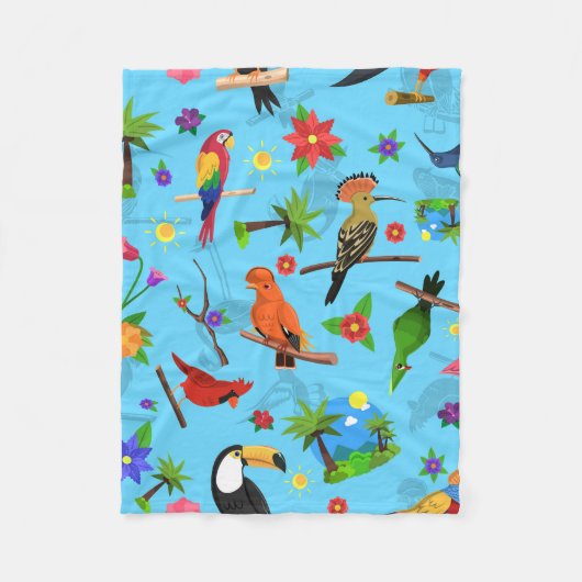 Toucan Flamingo and Arara Seamless Birds Pattern Fleece Deken (Voorkant)