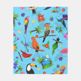 Toucan Flamingo and Arara Seamless Birds Pattern Fleece Deken