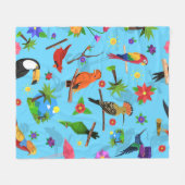 Toucan Flamingo and Arara Seamless Birds Pattern Fleece Deken (Voorkant (Horizontaal))