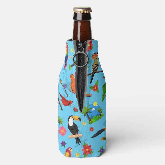 Toucan Flamingo and Arara Seamless Birds Pattern Flesjeskoeler (Fles Achterkant)