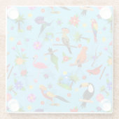 Toucan Flamingo and Arara Seamless Birds Pattern Glazen Onderzetter (Achterkant)