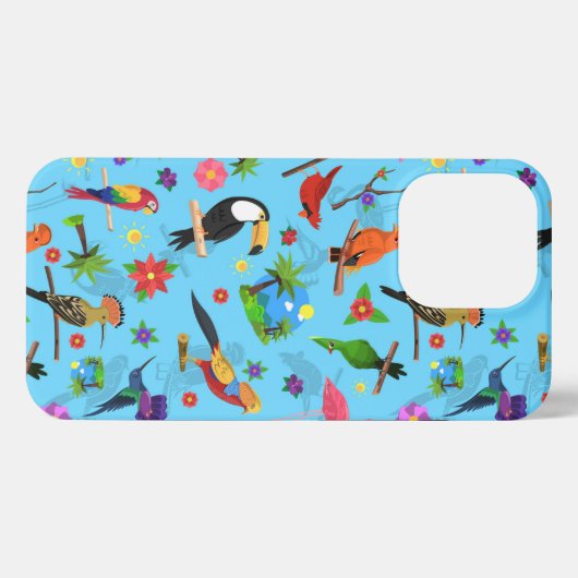 Toucan Flamingo and Arara Seamless Birds Pattern iPhone Hoesje (Achterkant horizontaal)