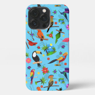 Toucan Flamingo and Arara Seamless Birds Pattern iPhone 13 Pro Hoesje