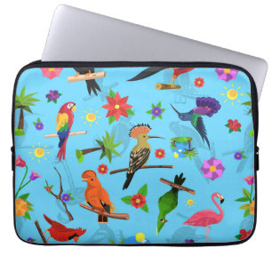 Toucan Flamingo and Arara Seamless Birds Pattern Laptop Sleeve