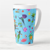 Toucan Flamingo and Arara Seamless Birds Pattern Latte Mok (Rechterhoek)