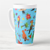 Toucan Flamingo and Arara Seamless Birds Pattern Latte Mok (Linkerhoek)