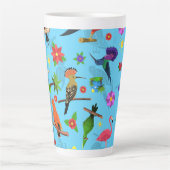 Toucan Flamingo and Arara Seamless Birds Pattern Latte Mok (Voorkant)