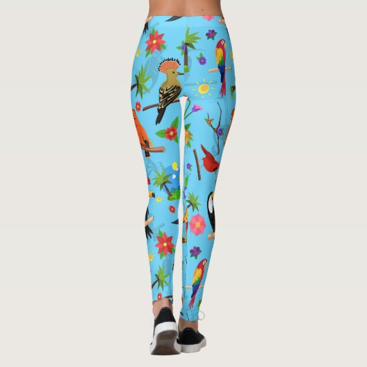 Toucan Flamingo and Arara Seamless Birds Pattern Leggings (Achterkant)
