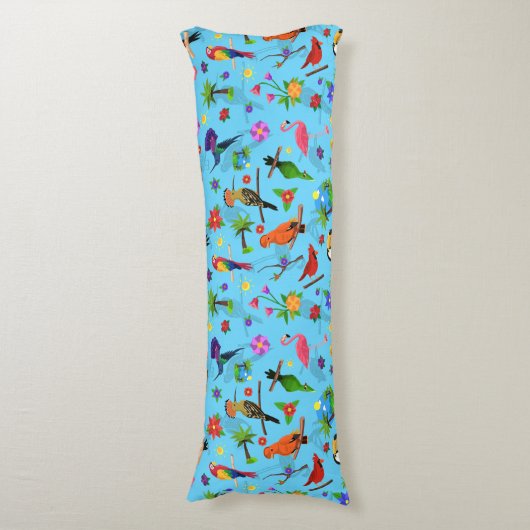 Toucan Flamingo and Arara Seamless Birds Pattern Lichaamskussen (Voorkant Verticaal)