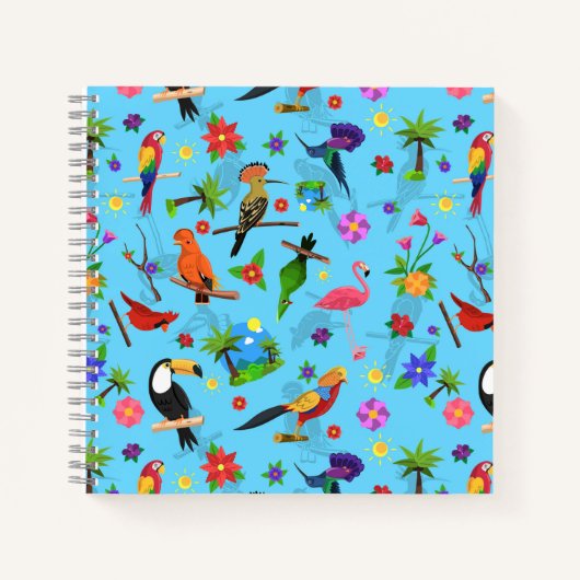 Toucan Flamingo and Arara Seamless Birds Pattern Notitieboek (Voorkant)