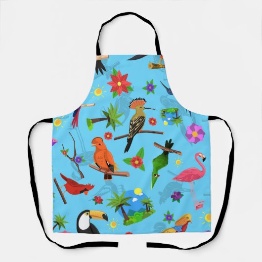 Toucan Flamingo and Arara Seamless Birds Pattern Schort (Voorkant)