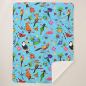 Toucan Flamingo and Arara Seamless Birds Pattern Sherpa Deken (Voorkant)