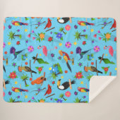 Toucan Flamingo and Arara Seamless Birds Pattern Sherpa Deken (Voorkant (horizontaal))