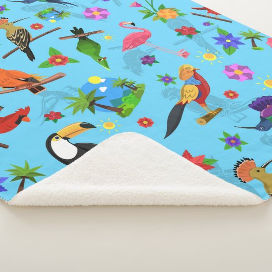 Toucan Flamingo and Arara Seamless Birds Pattern Sherpa Deken (3/4)