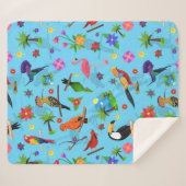 Toucan Flamingo and Arara Seamless Birds Pattern Sherpa Deken (Voorkant (horizontaal))