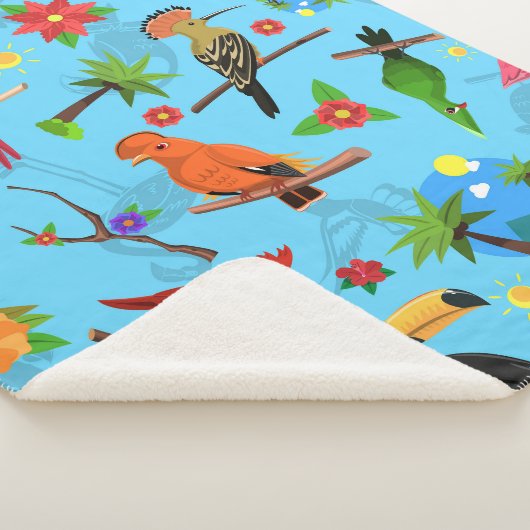 Toucan Flamingo and Arara Seamless Birds Pattern Sherpa Deken (3/4)