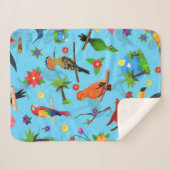 Toucan Flamingo and Arara Seamless Birds Pattern Sherpa Deken (Voorkant (horizontaal))