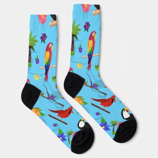 Toucan Flamingo and Arara Seamless Birds Pattern Sokken (Rechts)