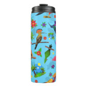 Toucan Flamingo and Arara Seamless Birds Pattern Thermosbeker (Voorkant)