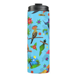Toucan Flamingo and Arara Seamless Birds Pattern Thermosbeker